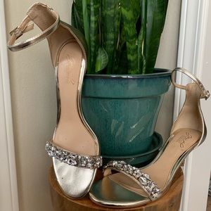 Jewel Badgley Mishka Dash Embellished Strap Heel